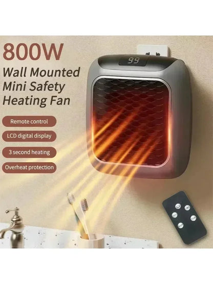 Home Mini Portable Small Wall Mounted 800W Fast Heating Heater with Energy Saving for Home Bathrooms Dormitories Winter Heating