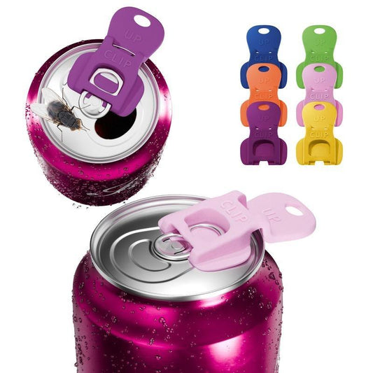 6PK Easy Tab Opener, Colorful Can Protector for Soda, Beer, Coke, Shields from Bugs, Bees, Dust at Beach, BBQ, Parties, Strong Plastic, Easy Snap-On Cover for Outdoor Drinks